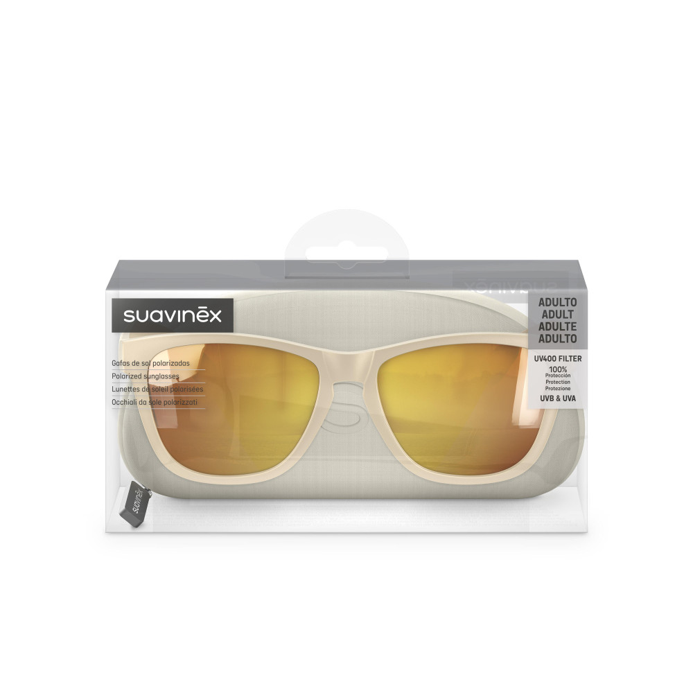 Suavinex Adult Sunglasses - сонцезахисні окуляри напівкруглої форми для підлітків і дорослих • Бежеві