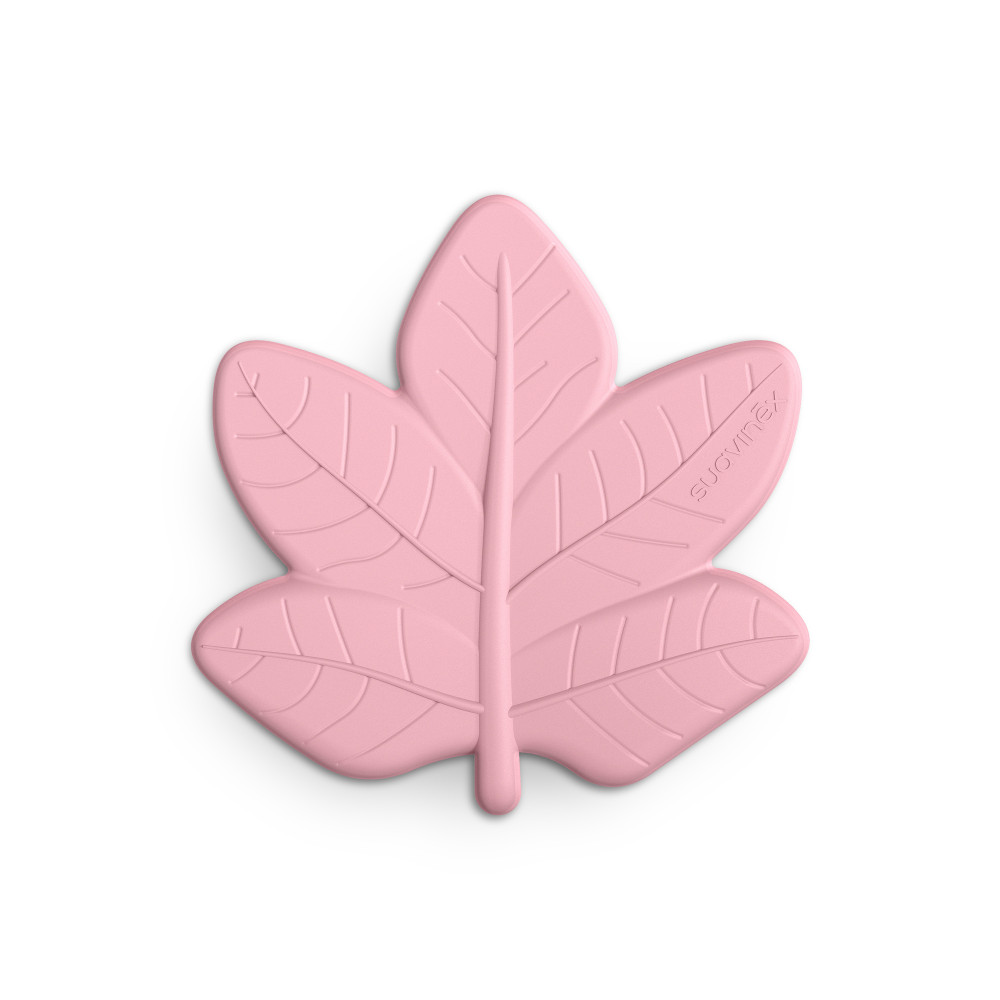 Suavinex Poetry Leaf Teether - силіконовий прорізувач листочок, від народження • Рожевий