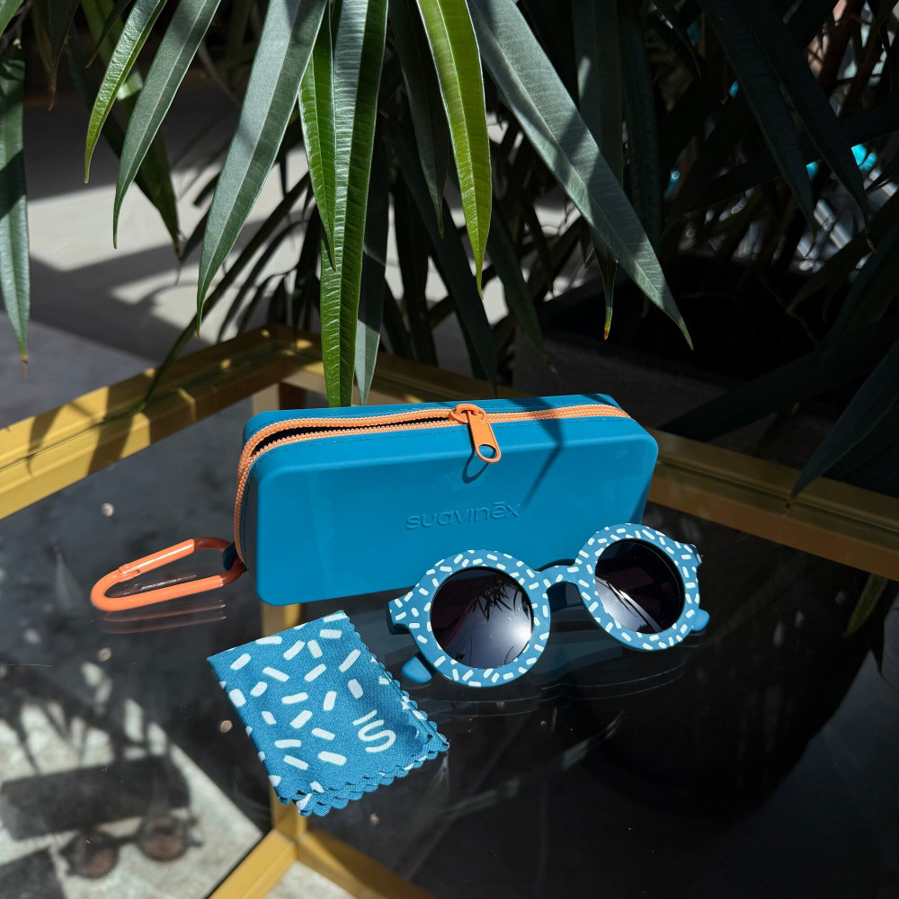 Suavinex Kids Round Sunglasses - дитячі сонцезахисні окуляри круглої форми, 3-8 років • Сині з малюнком