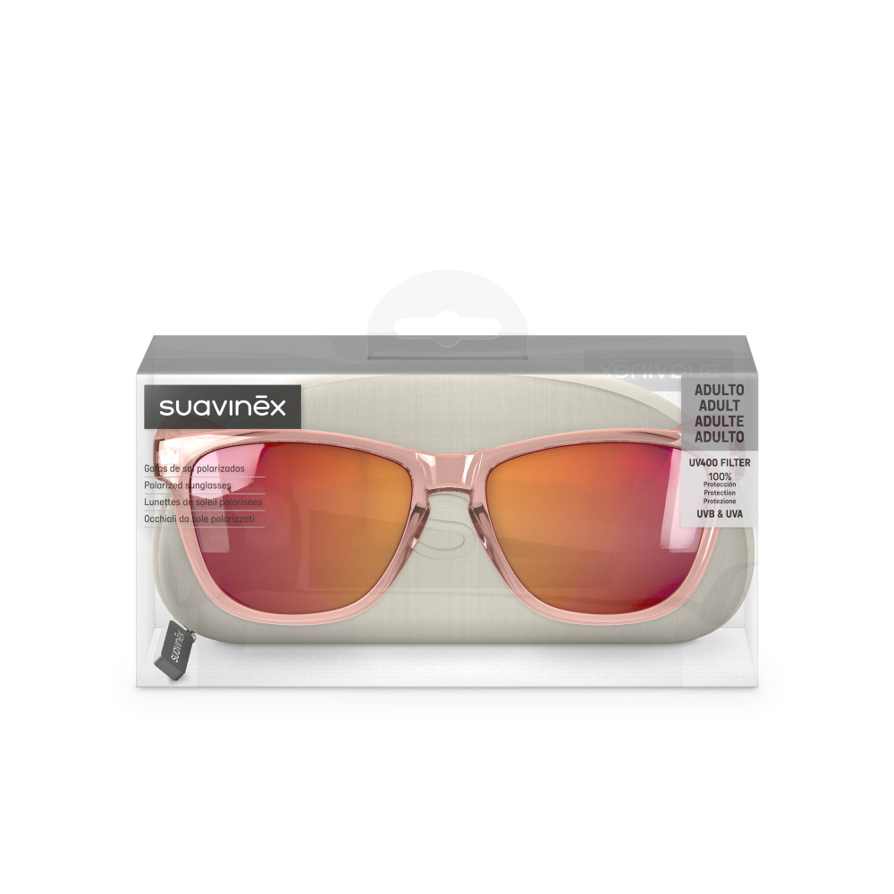 Suavinex Adult Sunglasses - сонцезахисні окуляри напівкруглої форми для підлітків і дорослих • Рожеві