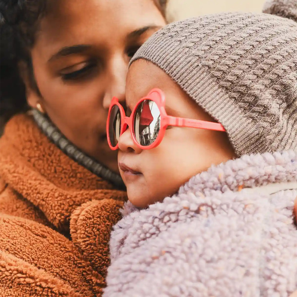 Ki ET LA Ourson - дитячі сонцезахисні окуляри з вушками ведмежатка, 0-1 рік • Red