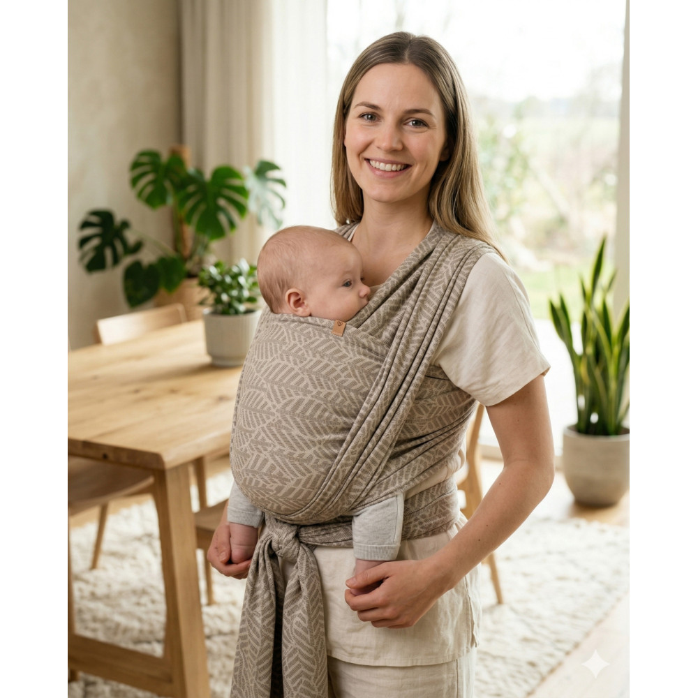 Zaffiro BeClose Leaves - слинг-шарф 70×460 см • Beige