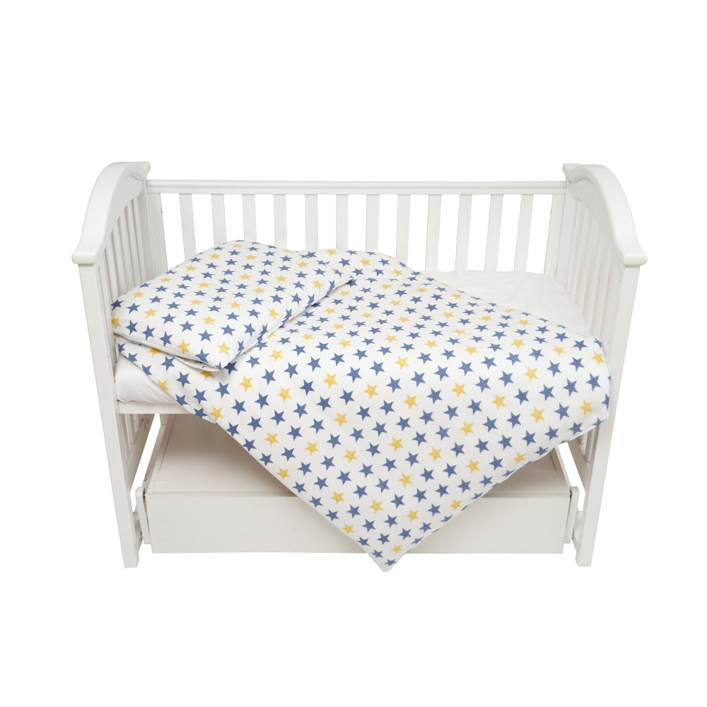 Twins Comfort Soft - змінна постіль з фланелі 3 елементи • Stars blue