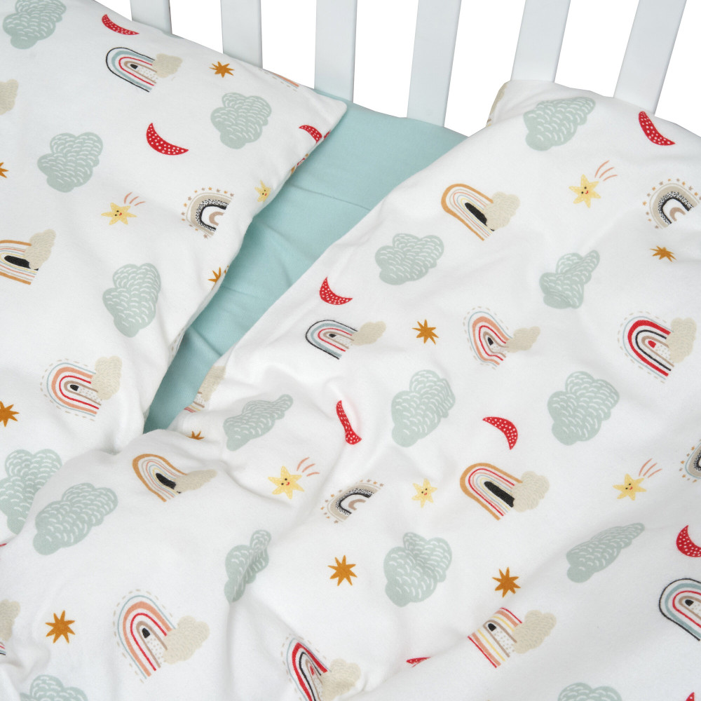 Twins Comfort Soft - змінна постіль з фланелі 3 елементи • Веселки ментол