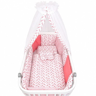 Twins Dolce Limited - постельный комплект для кроватки, 8 элементов • Птички коралл