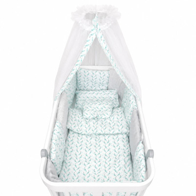 Twins Dolce Limited - постельный комплект для кроватки, 8 элементов • Птички мята