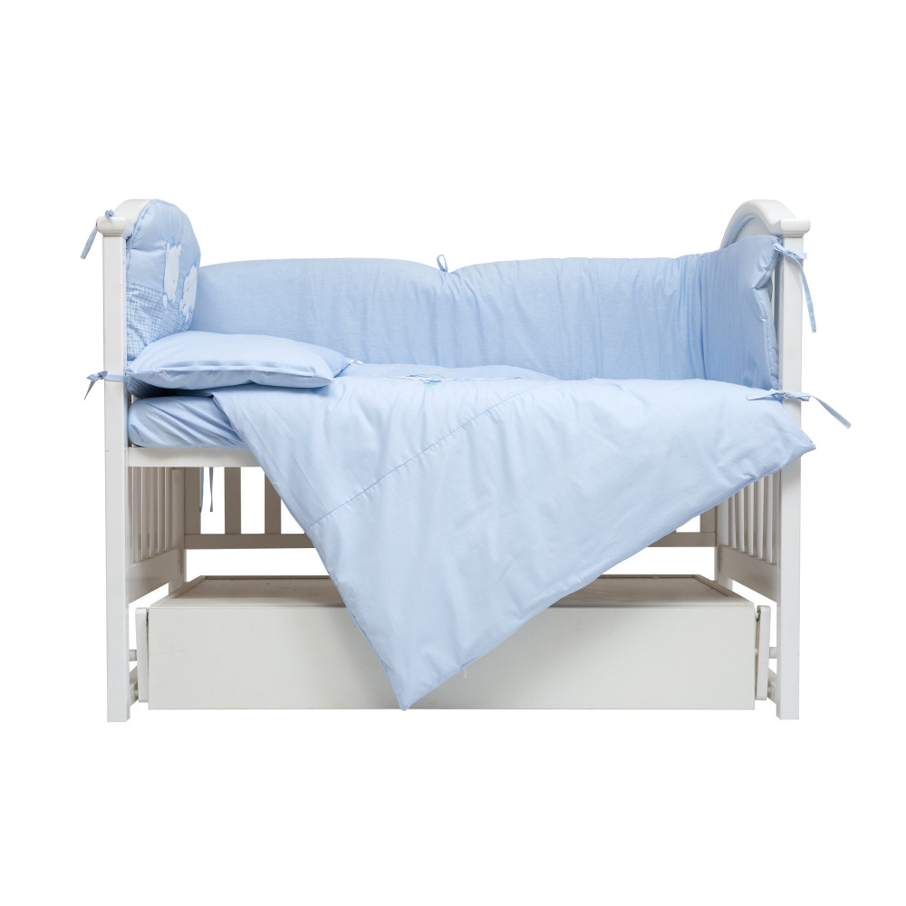 Twins Limited - постельный комплект для кроватки, 4 элемента • Dog & cat blue