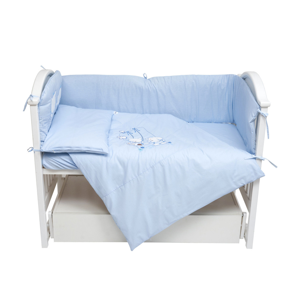 Twins Limited - постельный комплект для кроватки, 4 элемента • Dog & cat blue