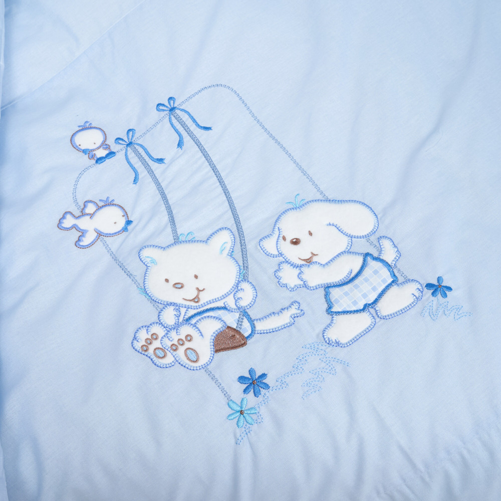 Twins Limited - постельный комплект для кроватки, 4 элемента • Dog & cat blue