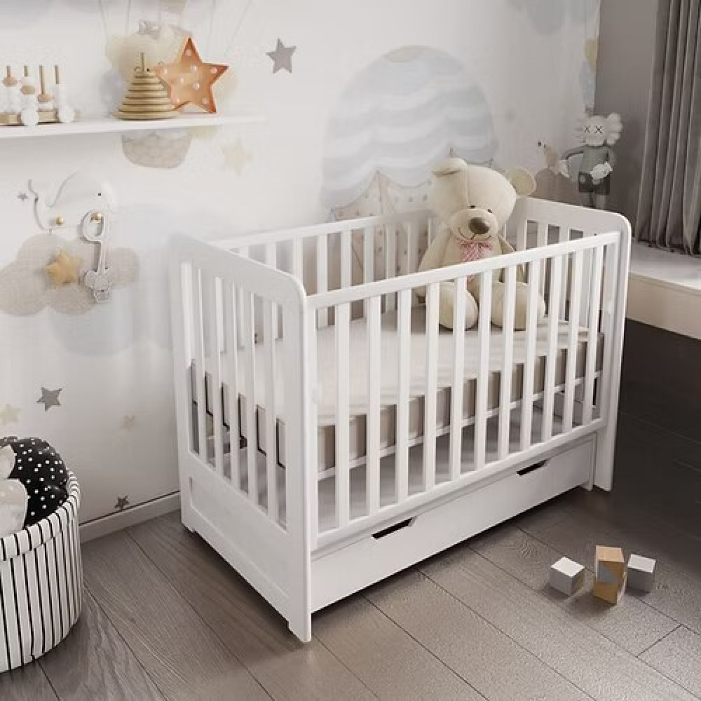 Дубок Lux - дитяче ліжечко з шухлядою 120×60 см • Білий Дубок Lux - дитяче ліжечко з шухлядою 120×60 см • Білий