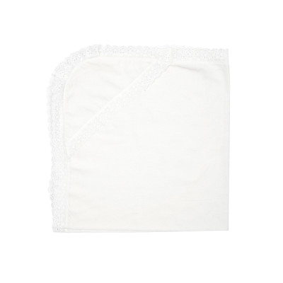 Twins Soft Фланель 100×100 - крижма з мереживом • White