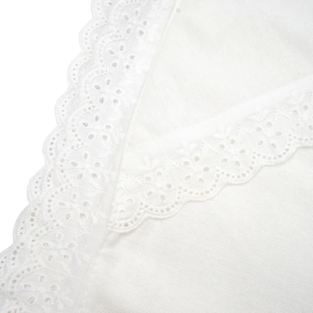 Twins Soft Фланель 100×100 - крижма з мереживом • White