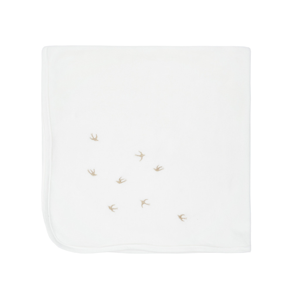Twins Ластівка 100×100 - флісова крижма-плед з вишивкою • White
