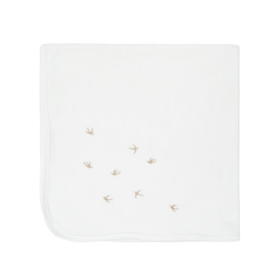 Twins Ластівка 100×100 - флісова крижма-плед з вишивкою • White