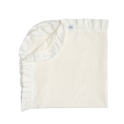 Twins Cream 90×90 - двостороння крижма-плед з рюшкою • Ecru