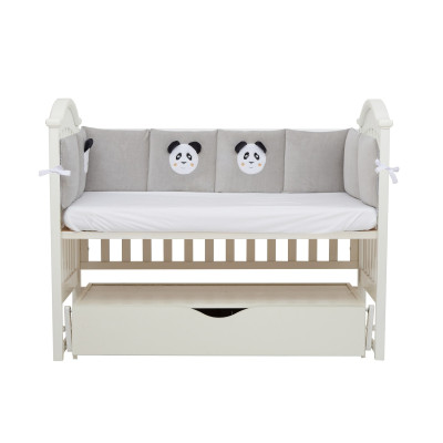 Twins Panda - бампер для кроватки 240 см • Grey Twins Panda - бампер для кроватки 240 см • Grey