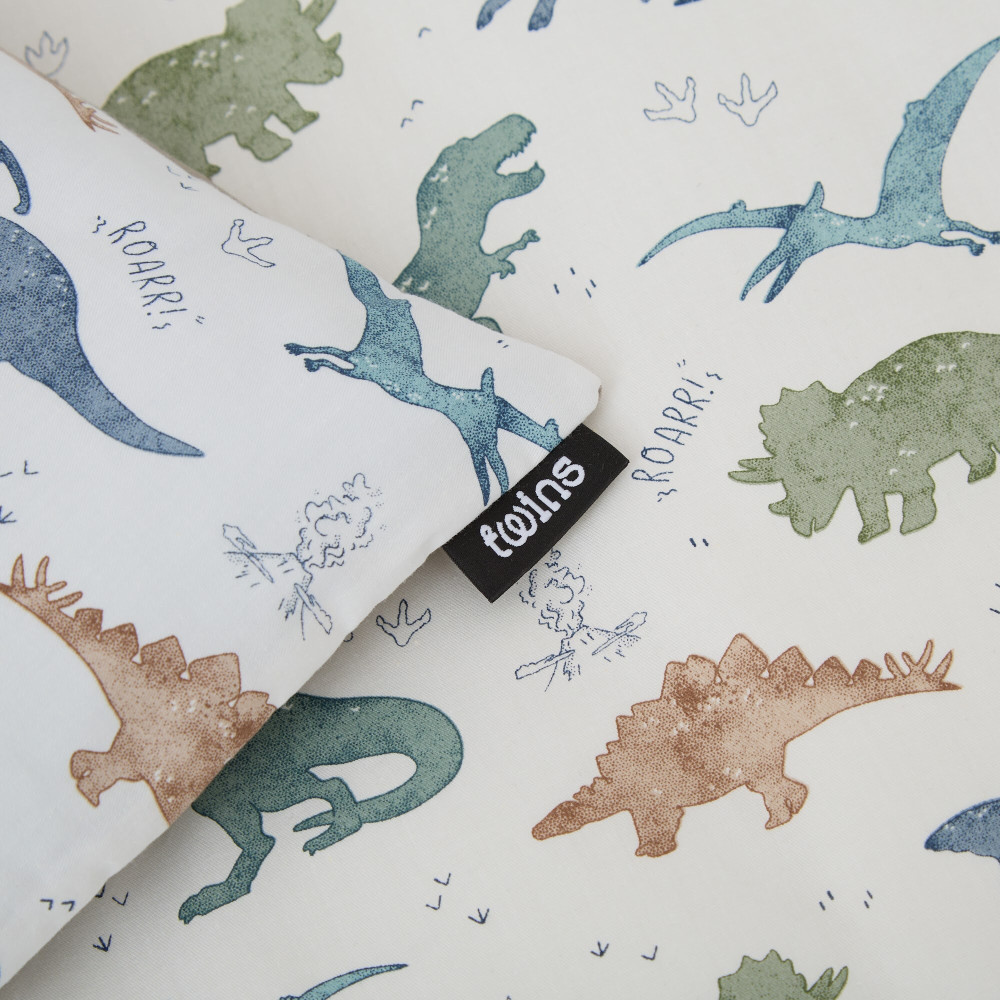 Twins Satin Limited - змінна постільна білизна для ліжечка, 4 елементи • Dinosaurs