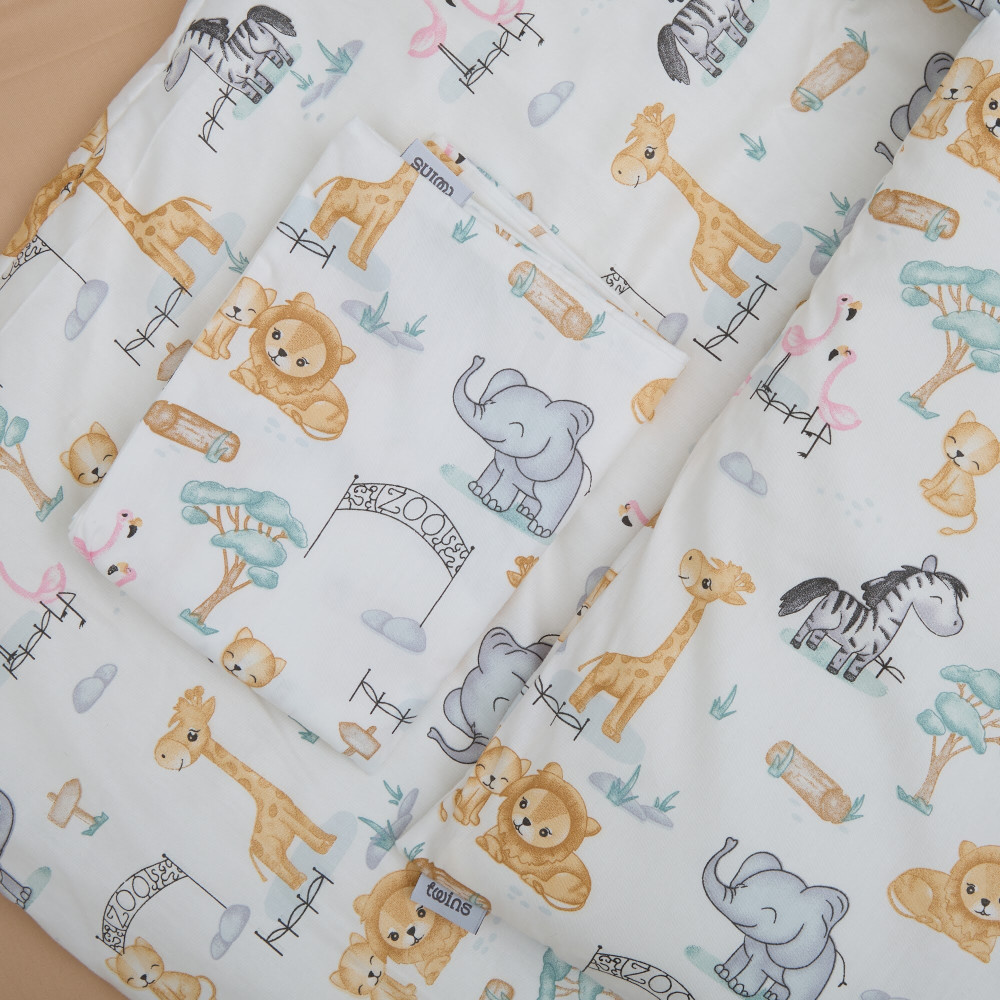 Twins Satin Limited - змінна постільна білизна для ліжечка, 4 елементи • Safari