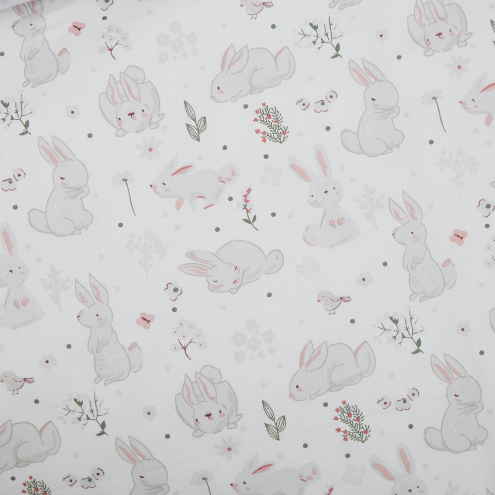 Twins Satin Limited - змінна постільна білизна для ліжечка, 4 елементи • Grey Bunny