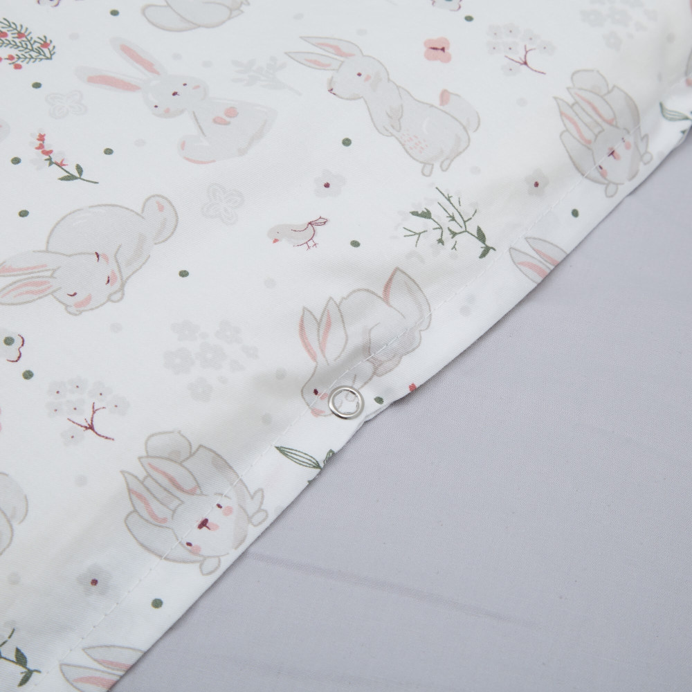 Twins Satin Limited - змінна постільна білизна для ліжечка, 4 елементи • Grey Bunny