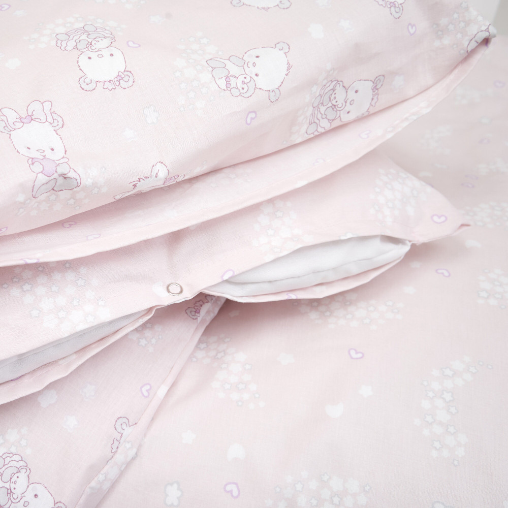 Twins BE HAPPY - змінна постільна білизна з попліну, 4 елементи • Baby pink