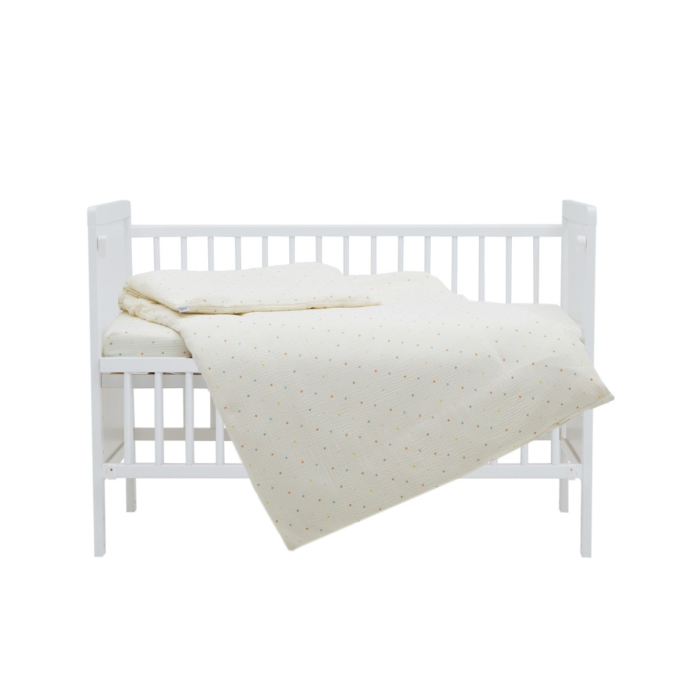 Twins Muslin Print - змінна постіль у ліжечко, 4 елементи • Горошки