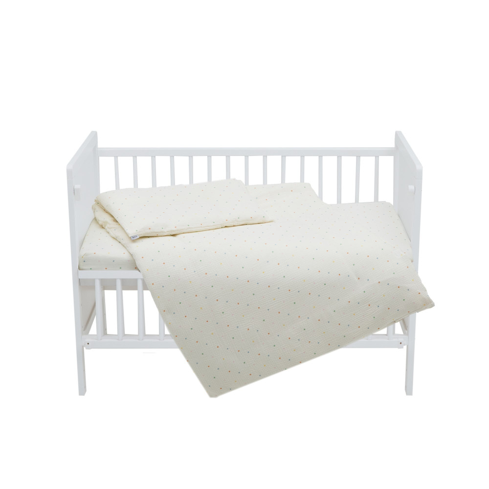 Twins Muslin Print - змінна постіль у ліжечко, 4 елементи • Горошки
