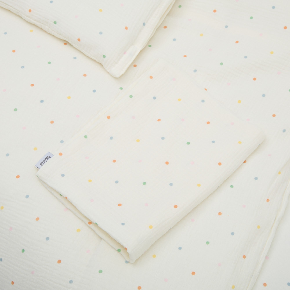Twins Muslin Print - змінна постіль у ліжечко, 4 елементи • Горошки