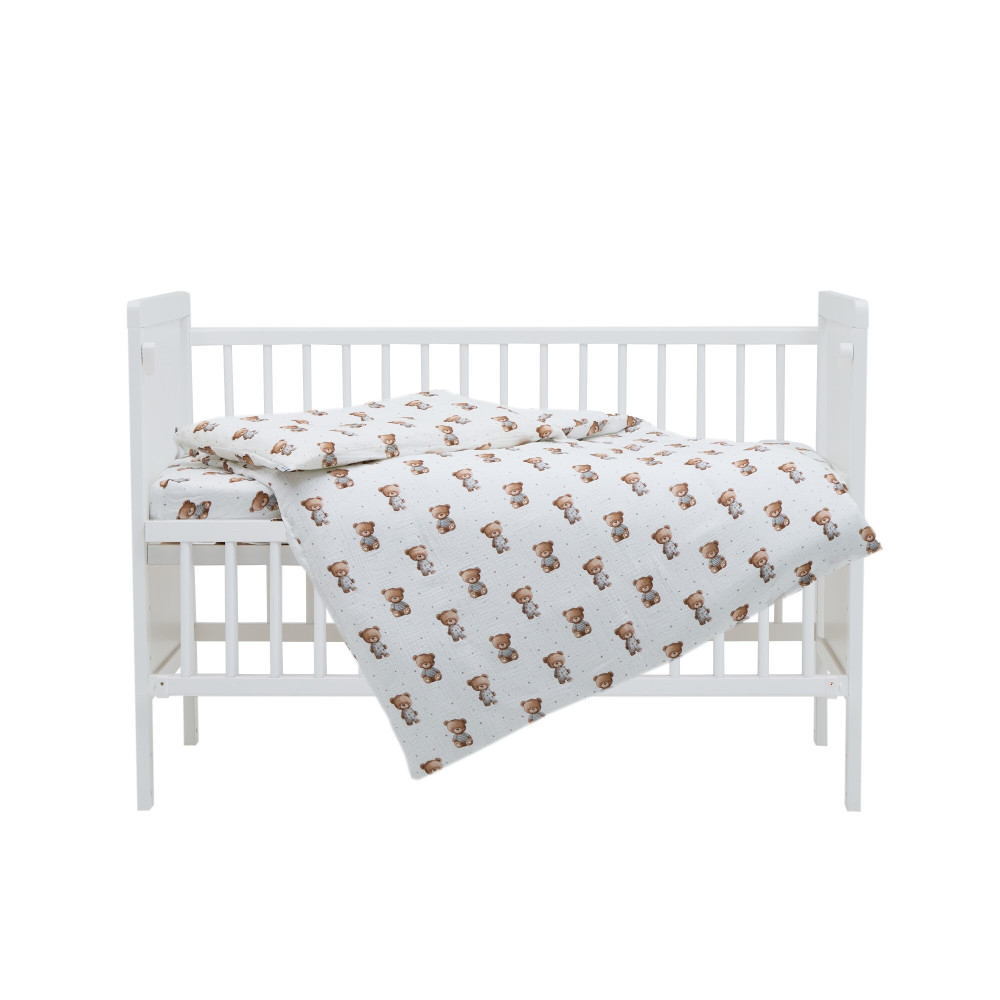 Twins Muslin Print - змінна постіль у ліжечко, 4 елементи • Nighty Bears