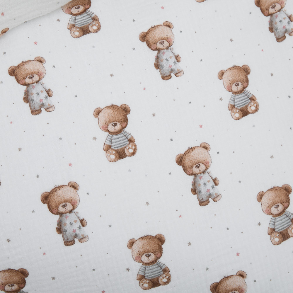 Twins Muslin Print - змінна постіль у ліжечко, 4 елементи • Nighty Bears