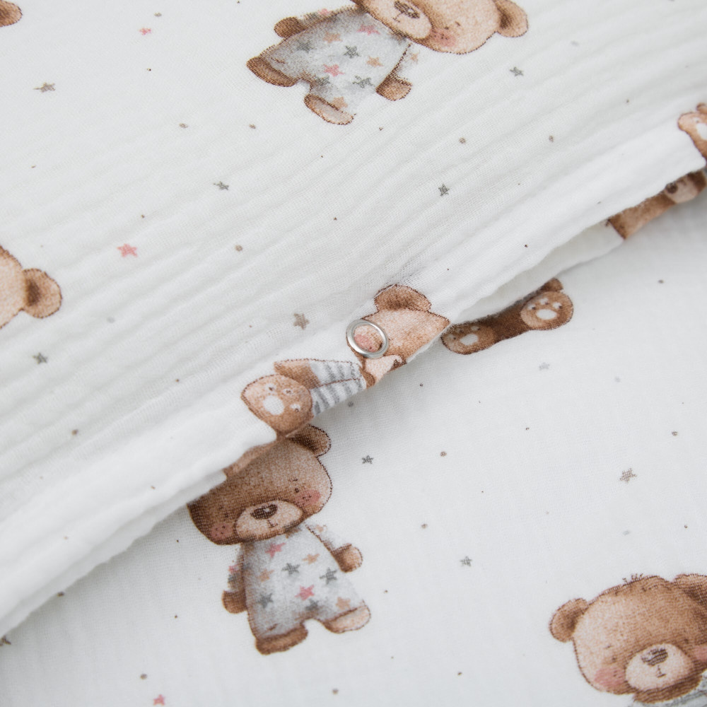 Twins Muslin Print - змінна постіль у ліжечко, 4 елементи • Nighty Bears