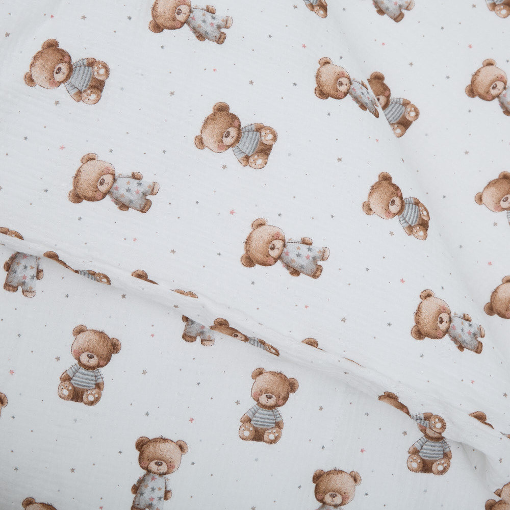 Twins Muslin Print - змінна постіль у ліжечко, 4 елементи • Nighty Bears