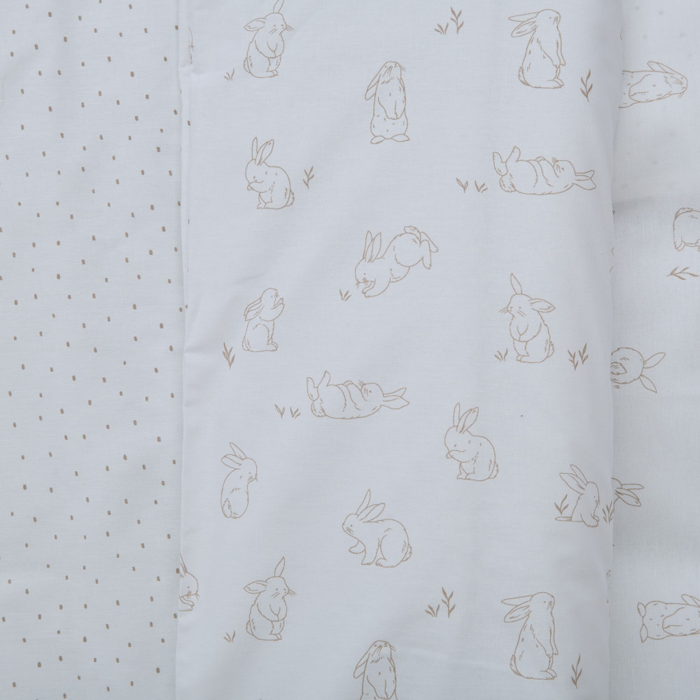 Twins Zoo - змінна постіль у ліжечко • Rabbits beige