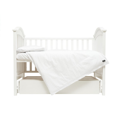 Twins Striped Satin - сменное сатиновое постельное белье в кроватку, 3 элемента • White Twins Striped Satin - сменное сатиновое постельное белье в кроватку, 3 элемента • White