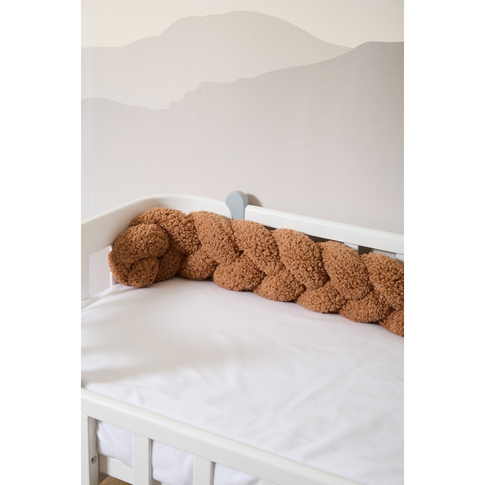 Twins Teddy Бампер-косичка трехпрядная 120 см - защита для детской кроватки • Brown