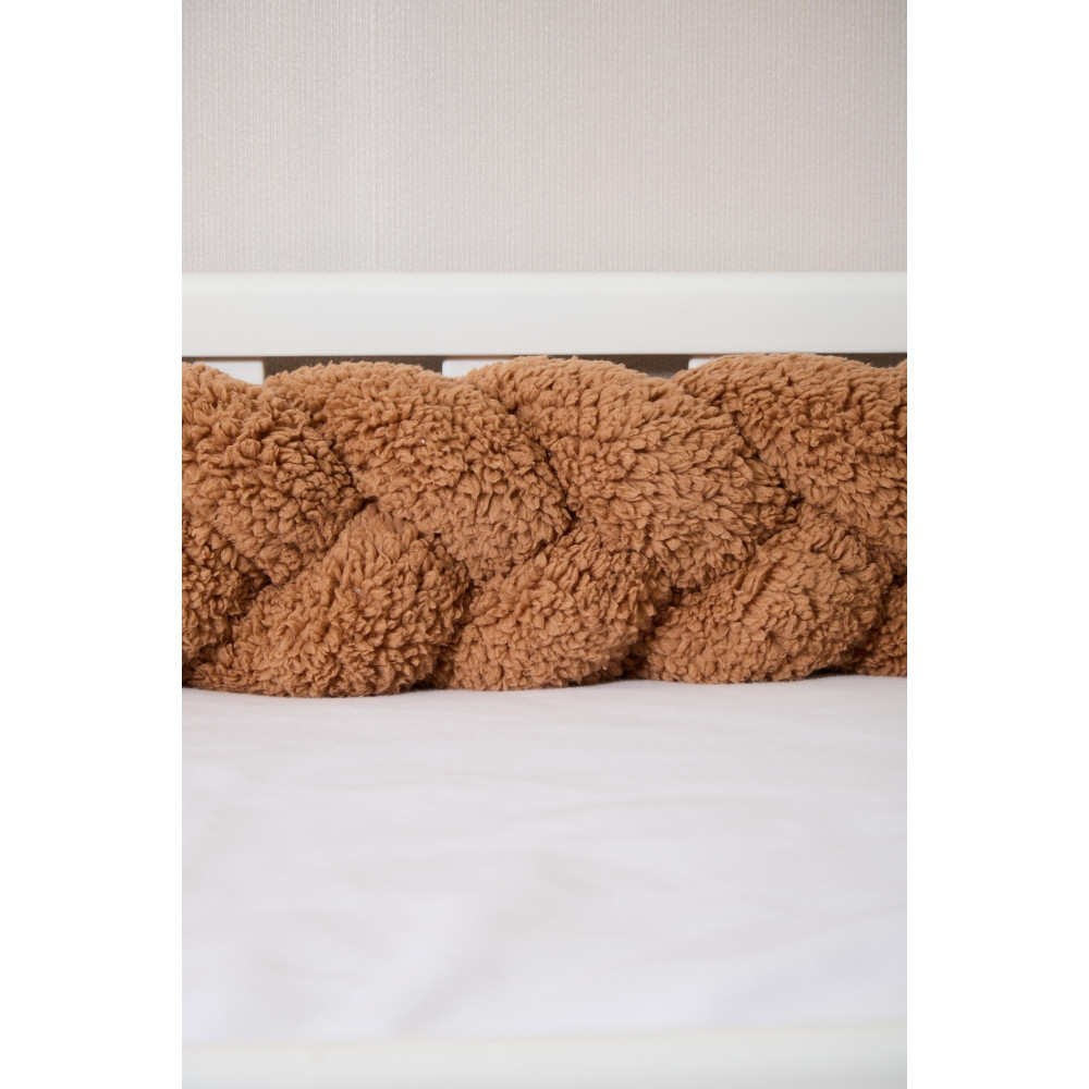Twins Teddy Бампер-косичка трехпрядная 120 см - защита для детской кроватки • Brown