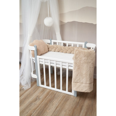 Twins Teddy Бампер-косичка трехпрядная 120 см - защита для детской кроватки • Beige