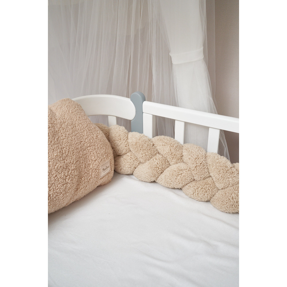 Twins Teddy Бампер-косичка трехпрядная 120 см - защита для детской кроватки • Beige