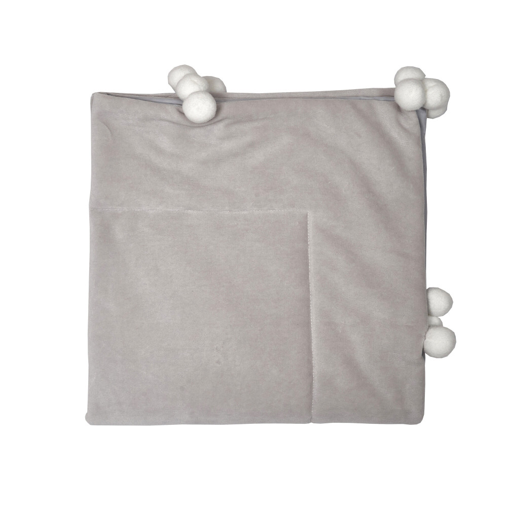 Twins Smurf - велюровий плед із помпонами 90×90 • Grey