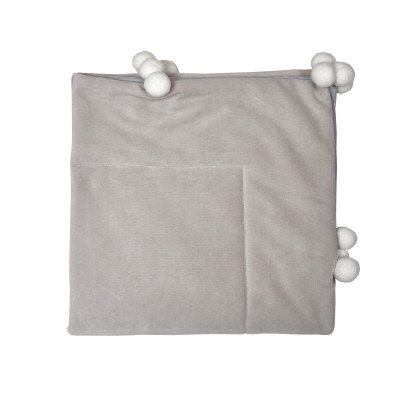 Twins Smurf - велюровий плед із помпонами 90×90 • Grey