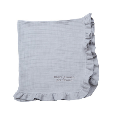 Twins Amore - мусліновий плед 100×100 см з рюшкою • Grey