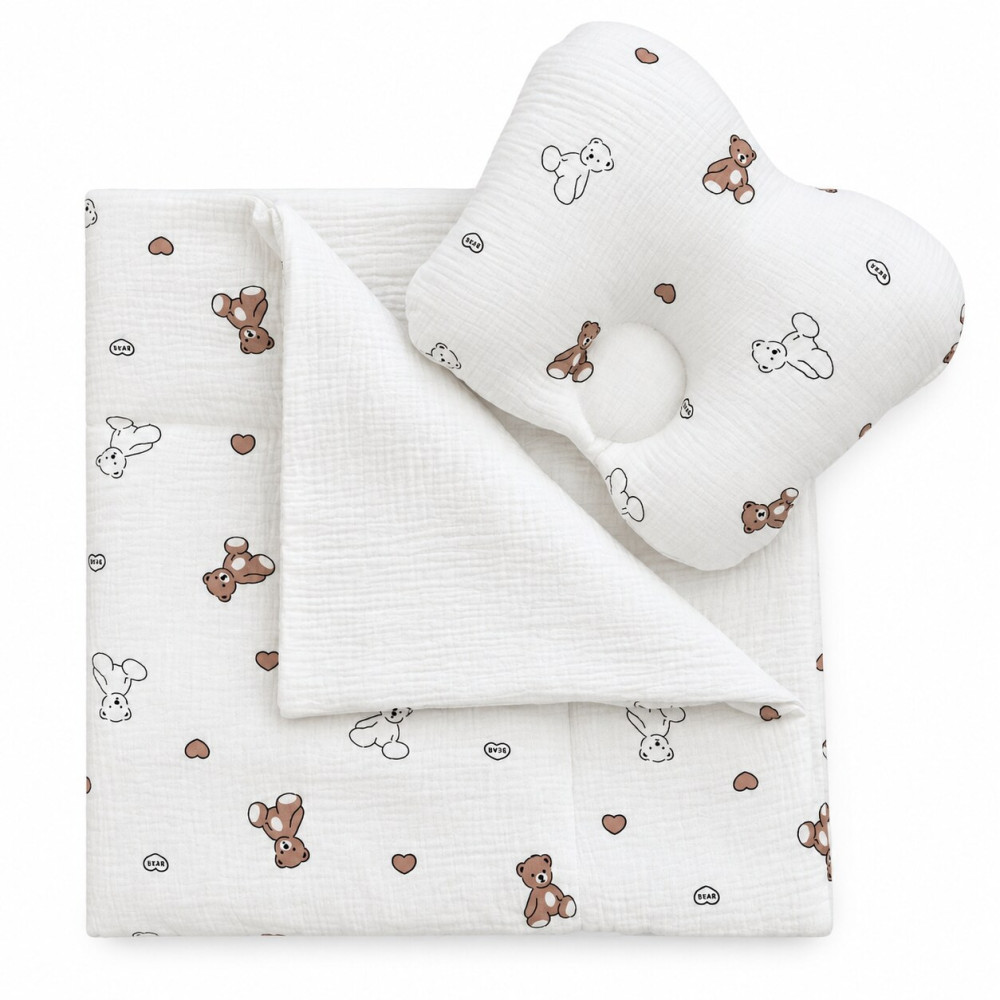 Twins Mimi - комплект на виписку, плед 90×90 см і подушка • Teddy