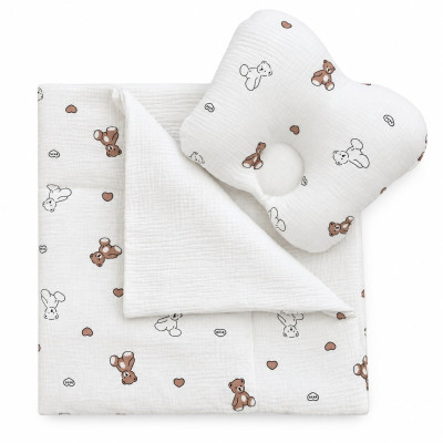 Twins Mimi - комплект на выписку, плед 90×90 см и подушка • Teddy