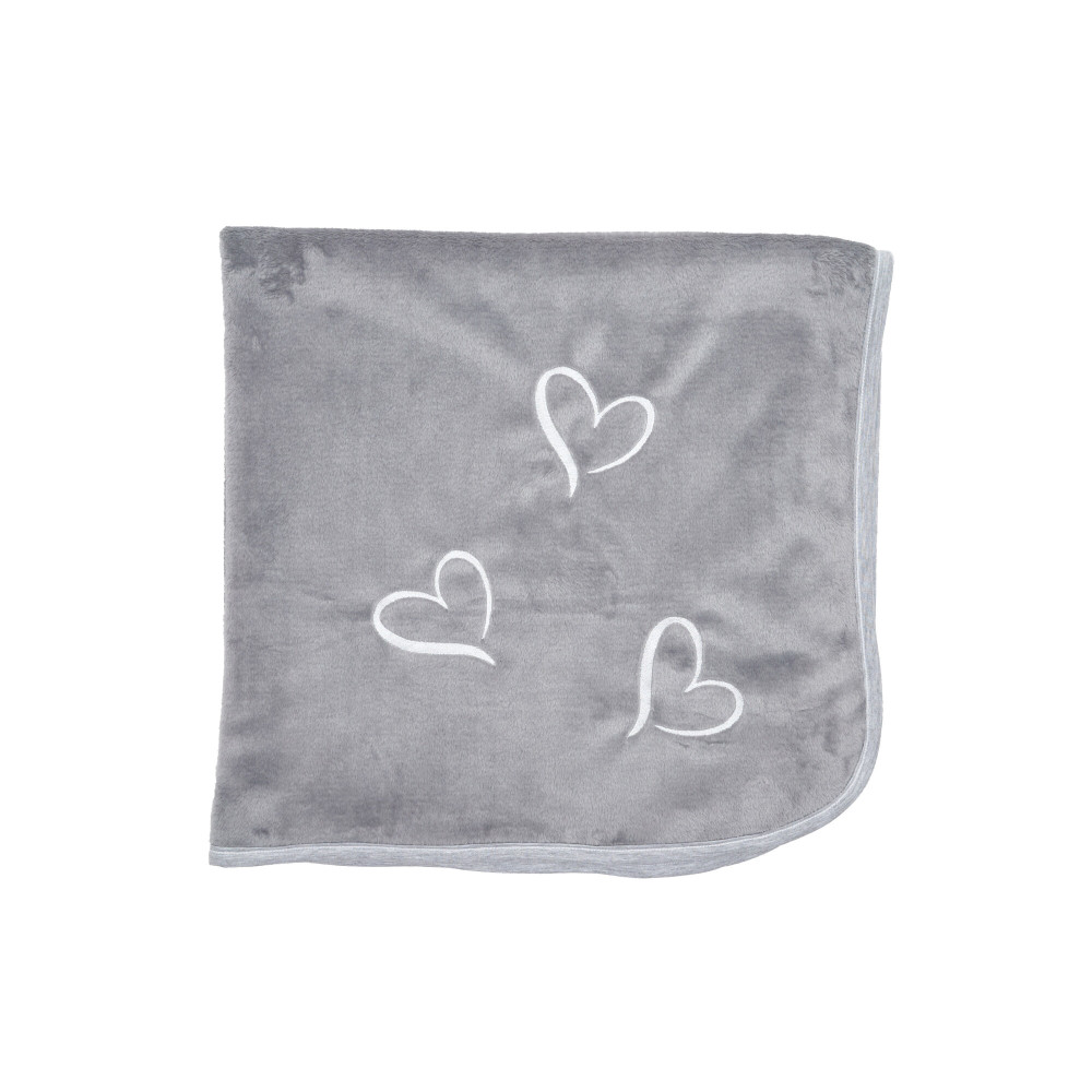 Twins Love - велюровий плед 90×90 см з вишивкою • Grey
