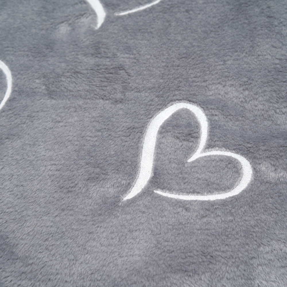 Twins Love - велюровий плед 90×90 см з вишивкою • Grey