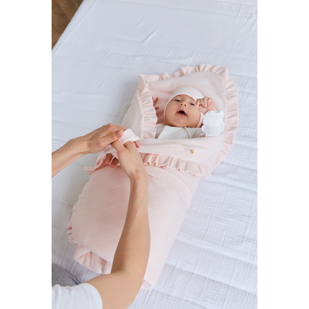 Twins Softie - конверт-плед на виписку 90 × 90 з інтерлоку • Pink