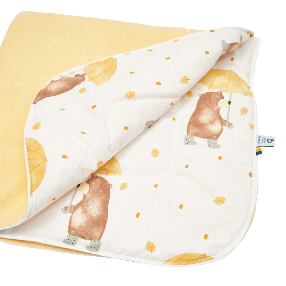 Twins Happy - дитячий плед 90 × 90 з вишивкою • Yellow