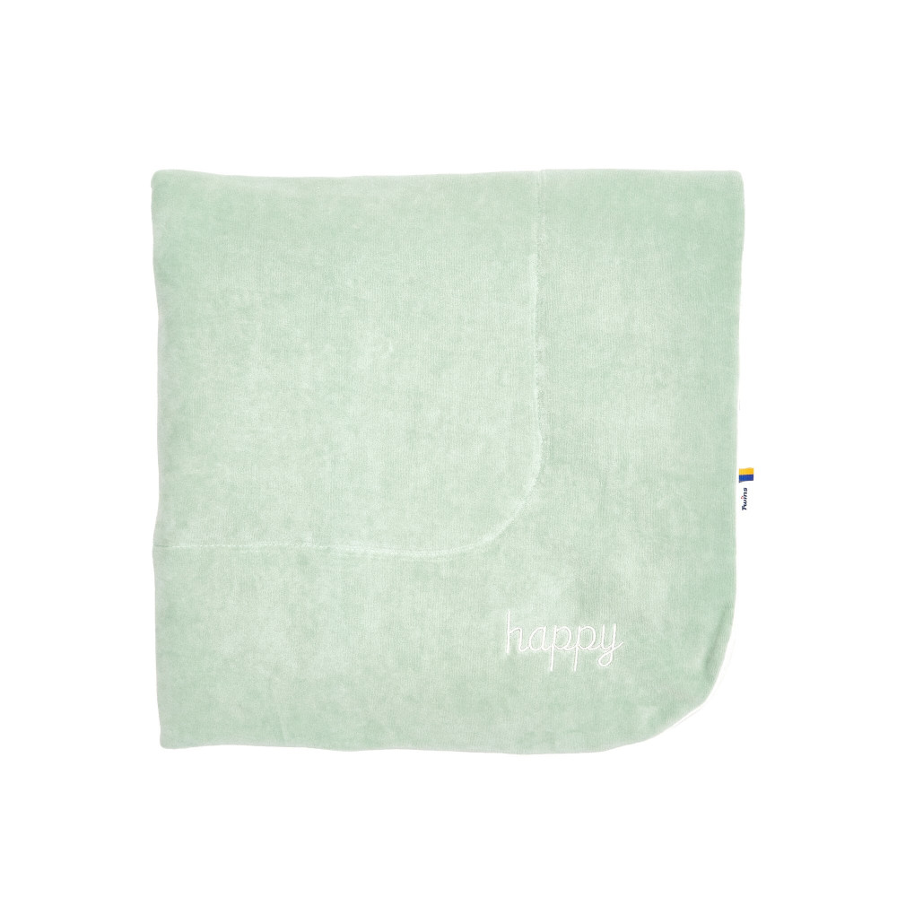 Twins Happy - дитячий плед 90 × 90 з вишивкою • Mint