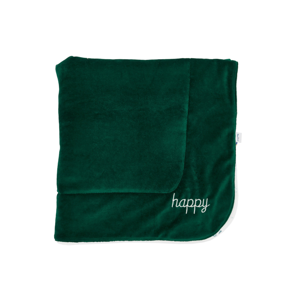 Twins Happy - дитячий плед 90 × 90 з вишивкою • Green