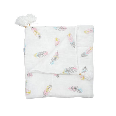 Twins Muslin Tassels - утеплений мусліновий плед 90 × 90 • Пір'їнки Twins Muslin Tassels - утеплений мусліновий плед 90 × 90 • Пір'їнки
